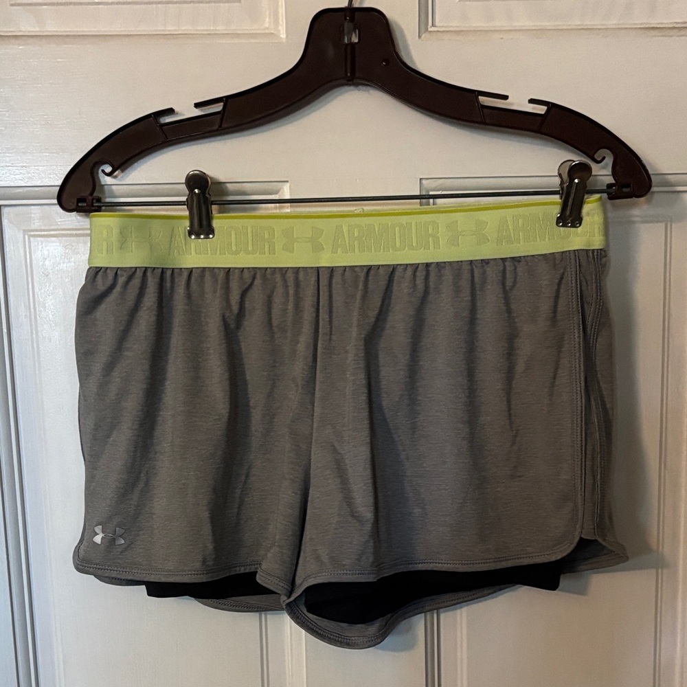Under Armour Women's Athletic Shorts in Gray and Neon Green